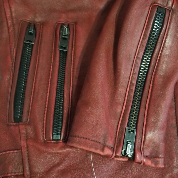 IRO Newhan Leather Jacket in Cardinal Red 36/ US 4 - Picture 8 of 8